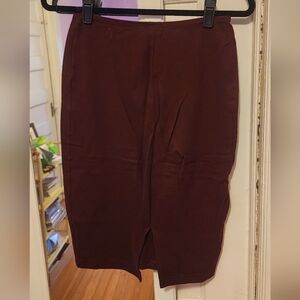 Burgundy American Apparel Classic Ponte Pencil Skirt